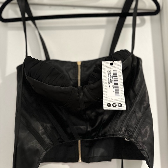 Boohoo Satin Boned Corset Top Black Size 2 - Picture 4 of 8
